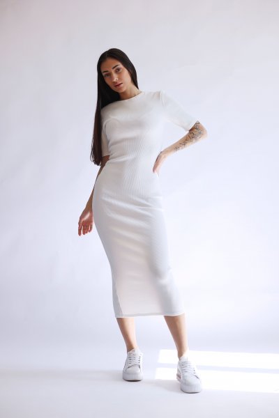 Платье трикотажное белое, фото 3105